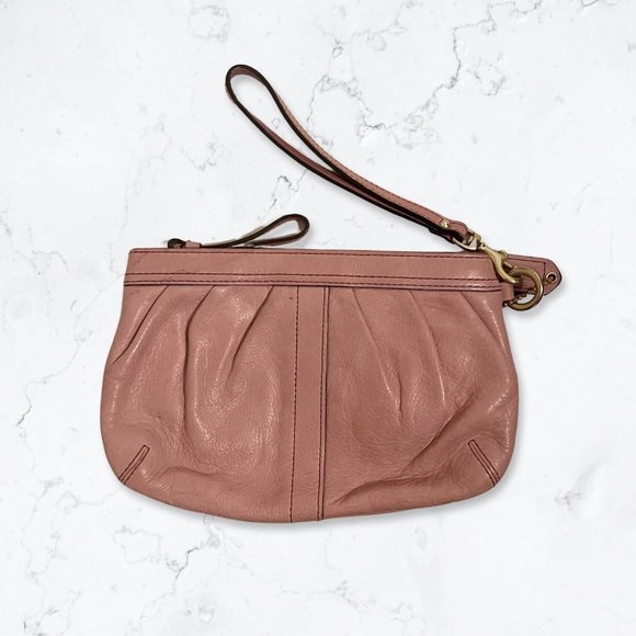 COACH Blush Pink Genuine Leather Wristlet - Picture 2 of 11